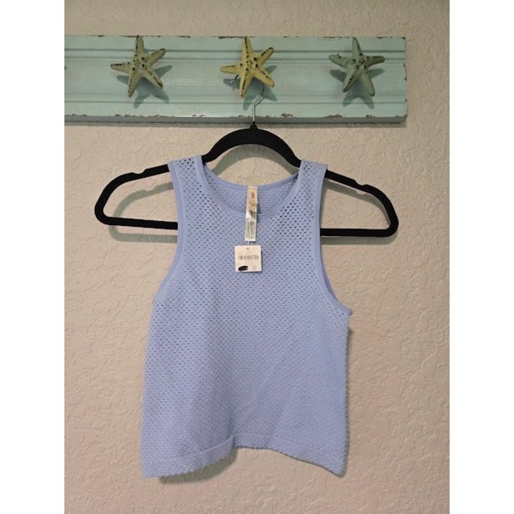 Anthro Periwinkle Blue Metallic Tank Top